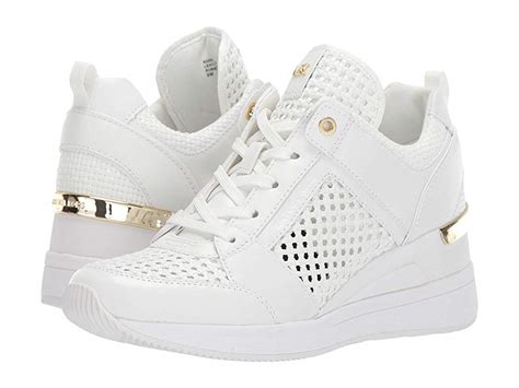 michael kors women's spencer wedge trainer sneaker|michael kors white wedges.